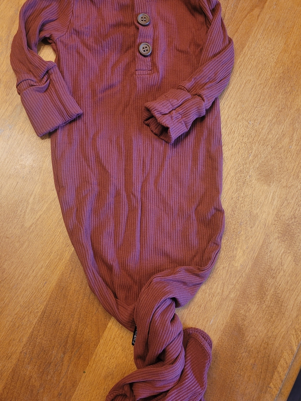 Baby Knot Gown in Plum Ribbed Knit